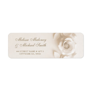 Ivory 3D Flowers Roses Wedding Label