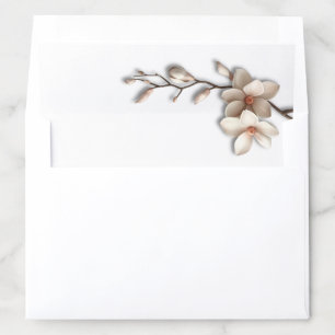 Ivory 3D Magnolia Flowers Wedding Envelope Liner
