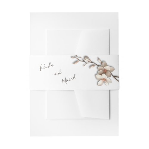 Ivory 3D Magnolia Flowers | Wedding Invitation Belly Band