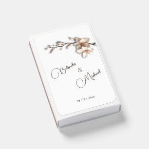 Ivory 3D Magnolia Flowers Wedding Matchboxes