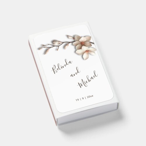 Ivory 3D Magnolia Flowers | Wedding Matchboxes