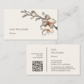Ivory 3D Magnolia Rustic | QR Code Business Card