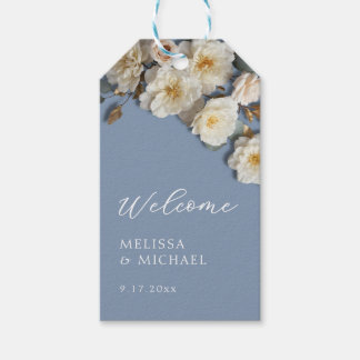 Ivory 3D Roses Wedding Welcome Gift Tags