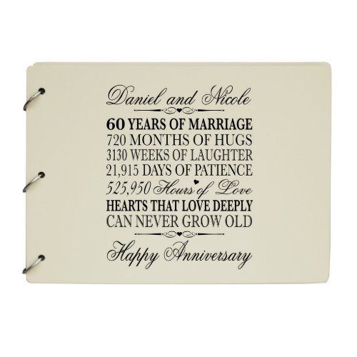 Ivory 60th Wedding Anniversary Guest Book