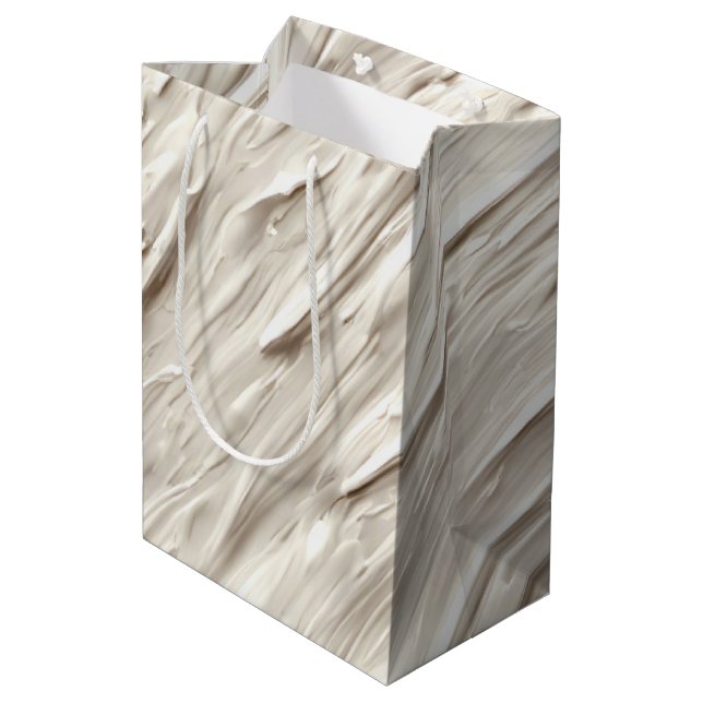 Ivory Abstract Textured Design Medium Gift Bag (Back Angled)