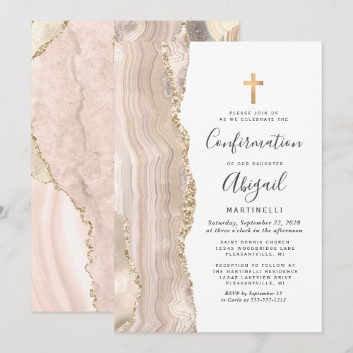  Ivory Agate Gold Glitter Confirmation