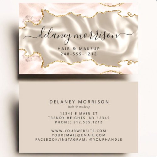 Ivory Agate Gold Glitter Luxury Magnetic Business Card