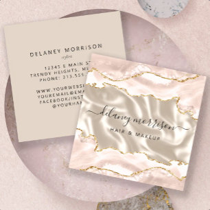 Ivory Agate Gold Glitter Luxury Square Business Card