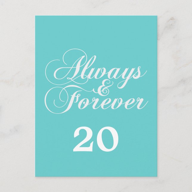 Ivory Always & Forever Table Number Postcard (Front)