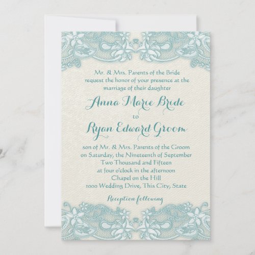 Ivory and Aqua Vintage Floral Cards
