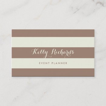 Ivory And Beaver Stripes Pattern Business Card by CoutureBusiness at Zazzle
