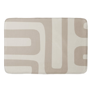 Ivory and Beige Abstract Bath Mat