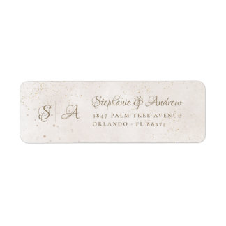Ivory and beige Monogram Wedding Return Address Label