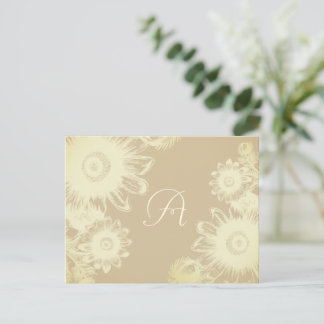 Ivory and Beige Tan Vintage Floral RSVP Invitation Postcard