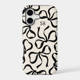 Ivory And Black Bow Monogram iPhone 17 Case