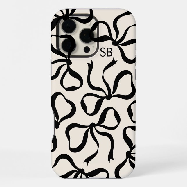 Ivory And Black Bow Monogram Iphone Case (Back)