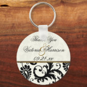 Ivory and Black Damask Wedding Favor Key Chain (Front)
