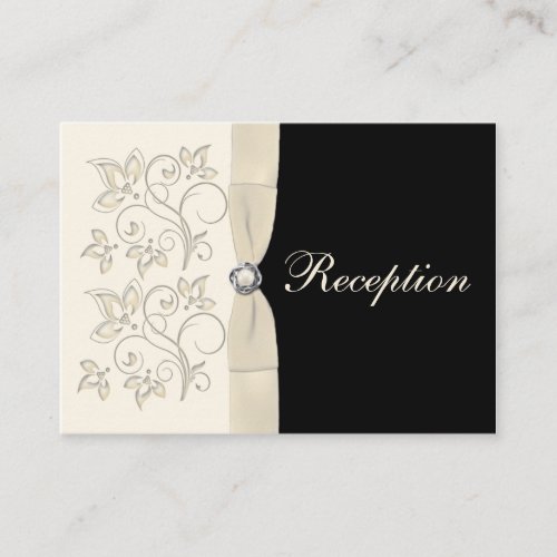 Ivory and Black Floral Enclosure Card Business Cards