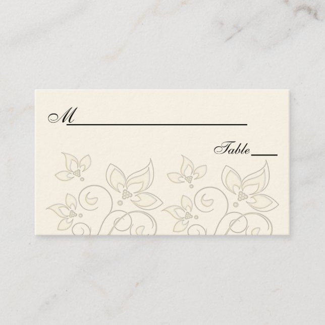 Ivory and Black Floral Placecards (Front)