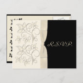 Ivory and Black Floral RSVP Postcard Alternate (Front/Back)