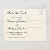 Ivory and Black Floral Save the Date Postcard (Back)
