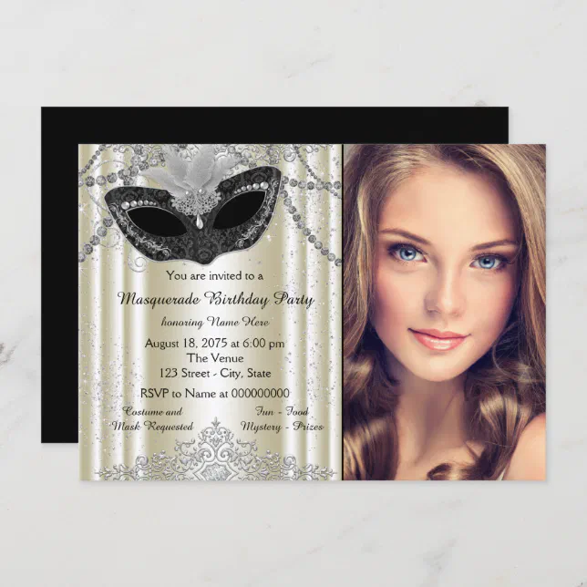 Ivory And Black Pearl Masquerade Party Invitation Zazzle