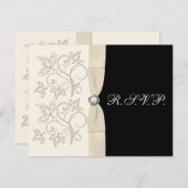 Ivory and Black with Pearl Love Knot Reply Card (Front/Back)