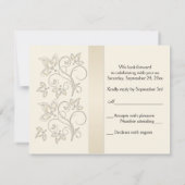 Ivory and Black with Pearl Love Knot Reply Card (Back)