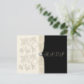 Ivory and Black with Pearl Love Knot RSVP Postcard (Standing Front)