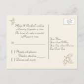 Ivory and Black with Pearl Love Knot RSVP Postcard (Back)