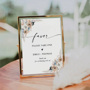 Ivory And Blue Boho Bridal Shower Favor Sign
