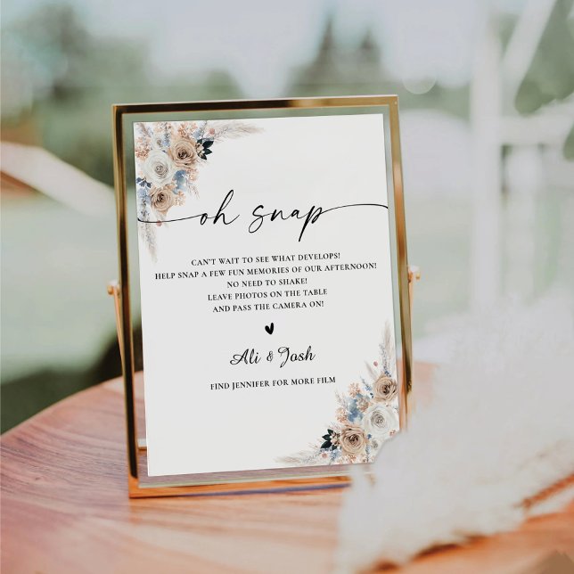 Ivory And Blue Boho Bridal Shower Oh Snap Sign (Creator Uploaded)