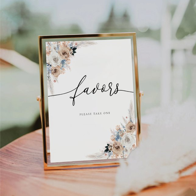 Ivory And Blue Boho Favors Sign (Creator Uploaded)