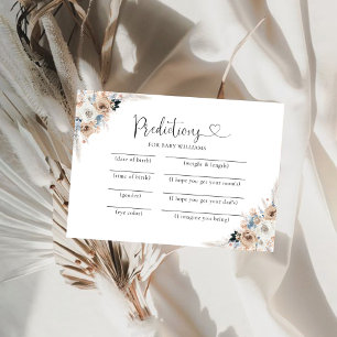 Ivory And Blue Boho Floral Baby Predictions Card