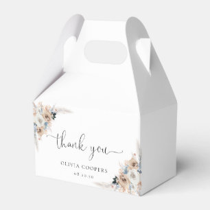 Ivory And Blue Boho Floral Baby Shower Favor Box