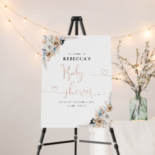 Ivory And Blue Boho Floral Baby Shower Foam Board