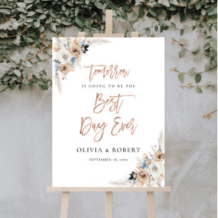 Ivory And Blue Boho Floral Best Day Ever Foam Board