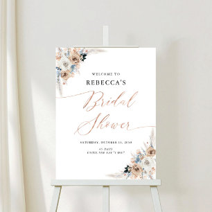 Ivory And Blue Boho Floral Bridal Shower Foam Board