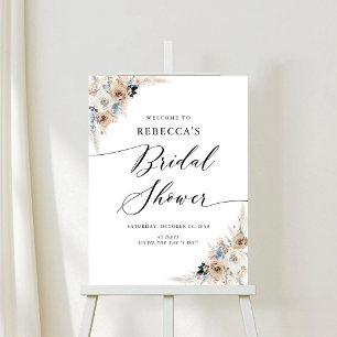 Ivory And Blue Boho Floral Bridal Shower Foam Board