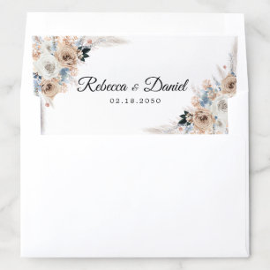 Ivory And Blue Boho Floral Wedding Envelope Liner