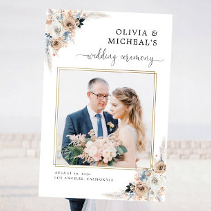 Ivory And Blue Boho Floral Wedding Photo Prop Foam Board