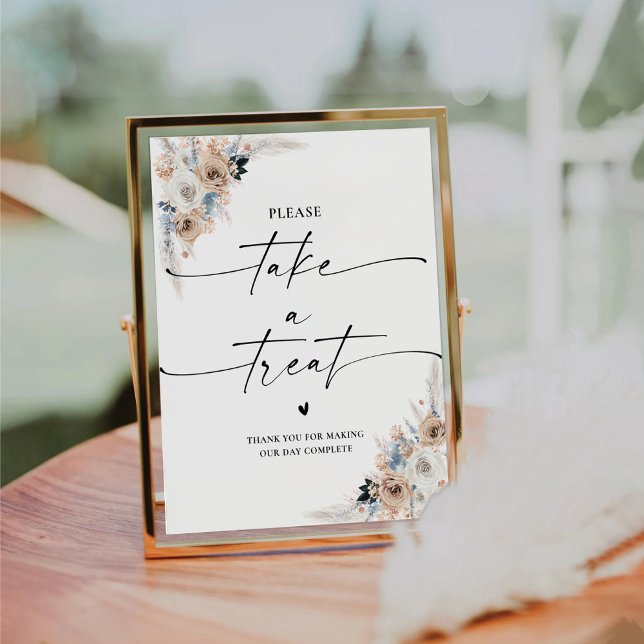 Ivory And Blue Boho Take A Treat Sign (Creator Uploaded)