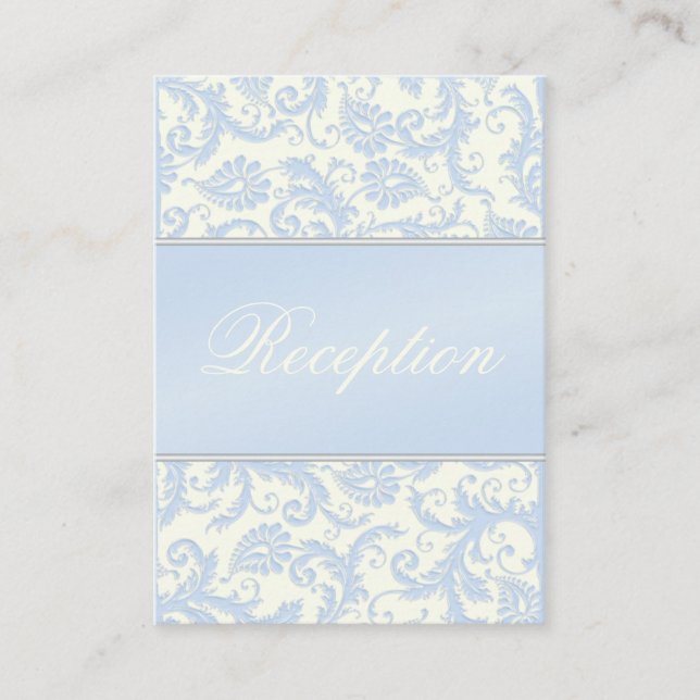 Ivory and Blue Damask Enclosure Card (Front)