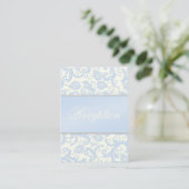Ivory and Blue Damask Enclosure Card (Standing Front)