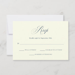 Ivory and Blue Italian Elegance Wedding RSVP Card