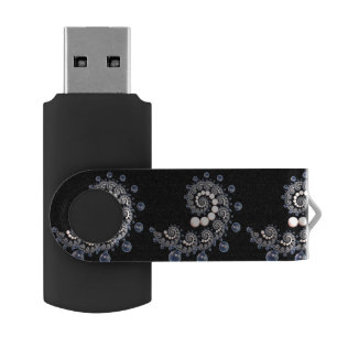 Ivory and Blue Pearl Spiral USB Flash Drive