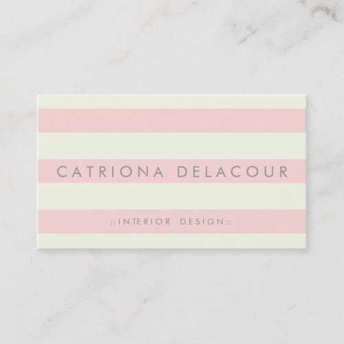 Ivory and Blush Pink Stripes Pattern Business Card