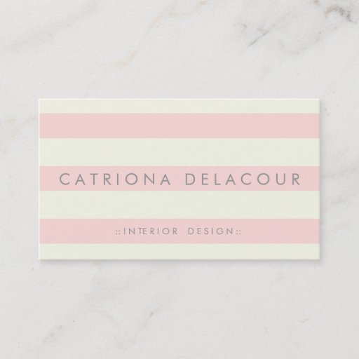 Customizable Ivory and Blush Pink Stripes Pattern Business Card