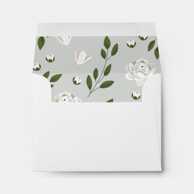 Ivory and Blush Wedding Sprigs RSVP Envelope (Back (Bottom))