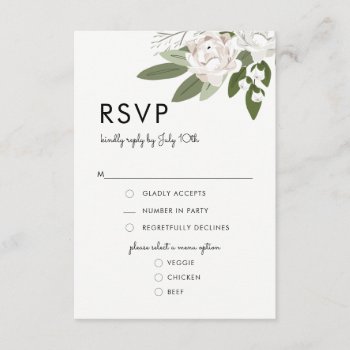 Ivory And Blush Wedding Sprigs  Rsvp Menu Card by Whimzy_Designs at Zazzle